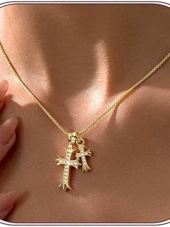 Jewelry - 14K Gold Plated Cross Necklace Dainty Faith Choker Hypoallergenic